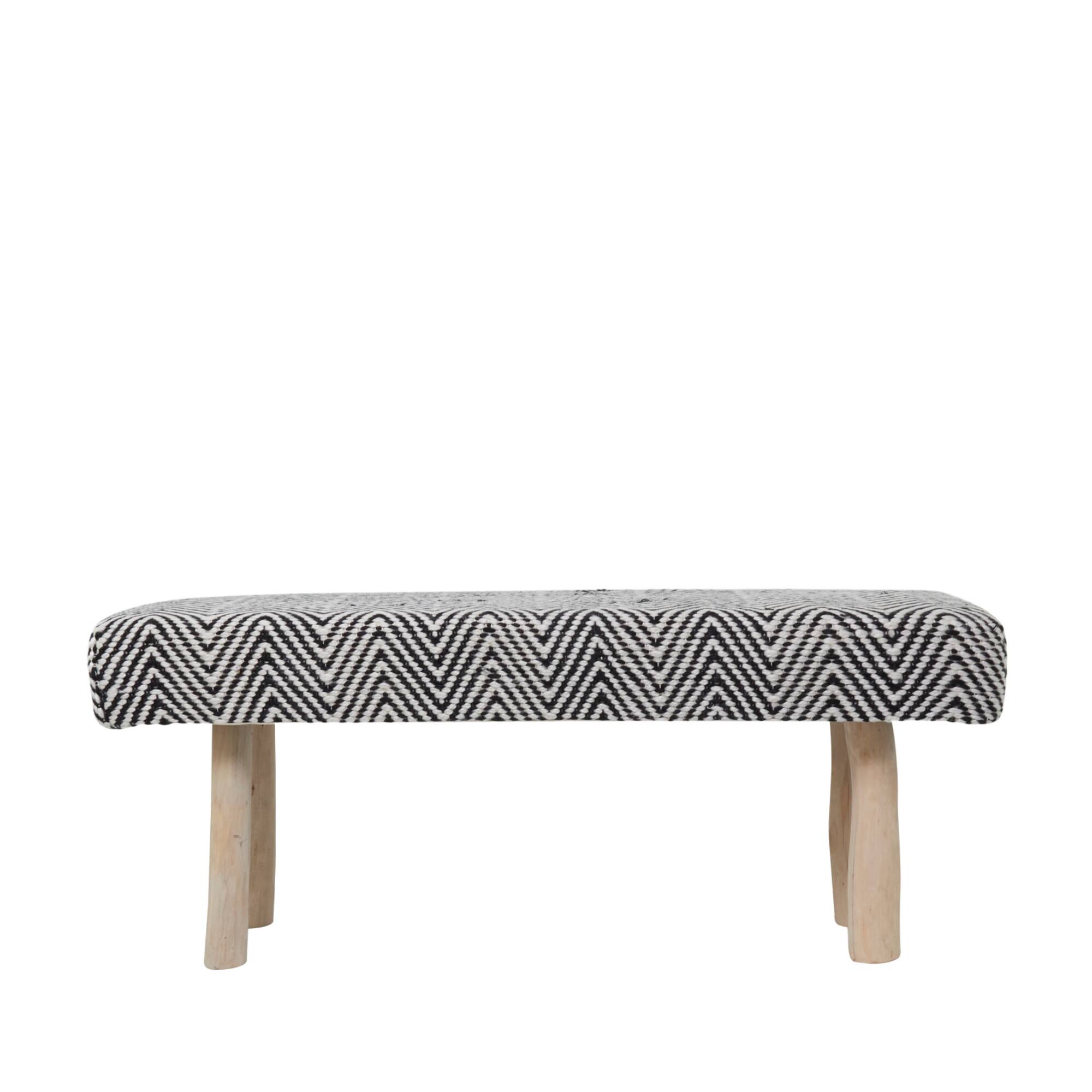 48" Black Wood Chevron Bench with Wood Legs
